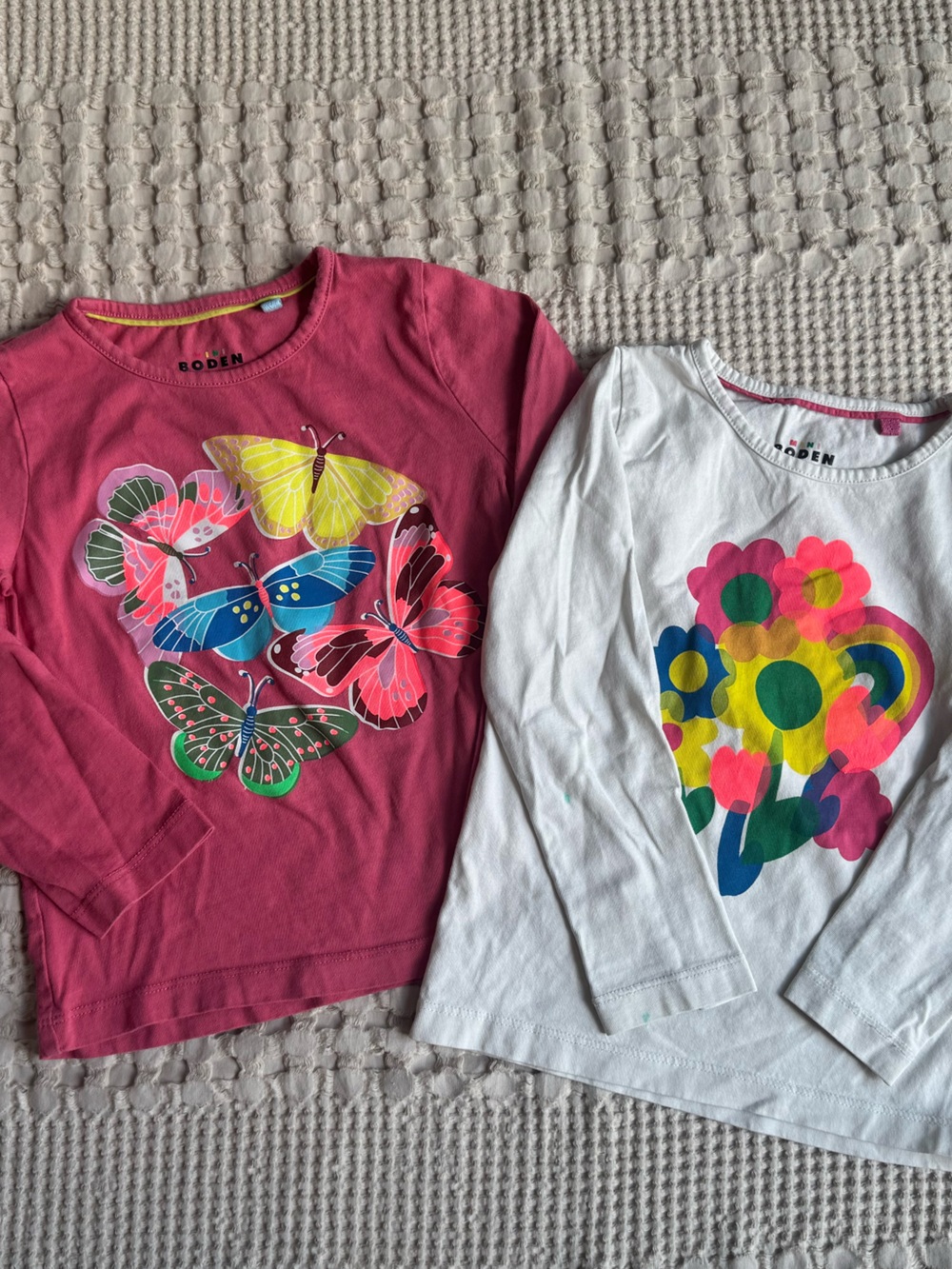 Boden Girls' Long Sleeve Butterfly & Flower Graphic Tees - 4-5Y